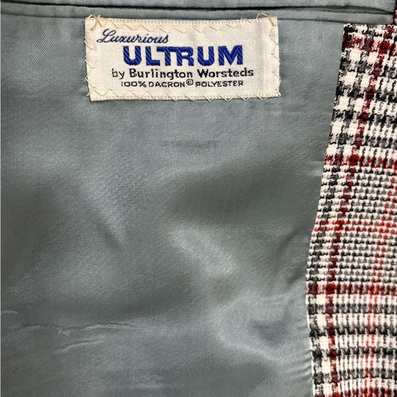 Vintage 70s BOLD PLAID suit jacket blazer checkered red white black size 42R - Picture 11 of 13